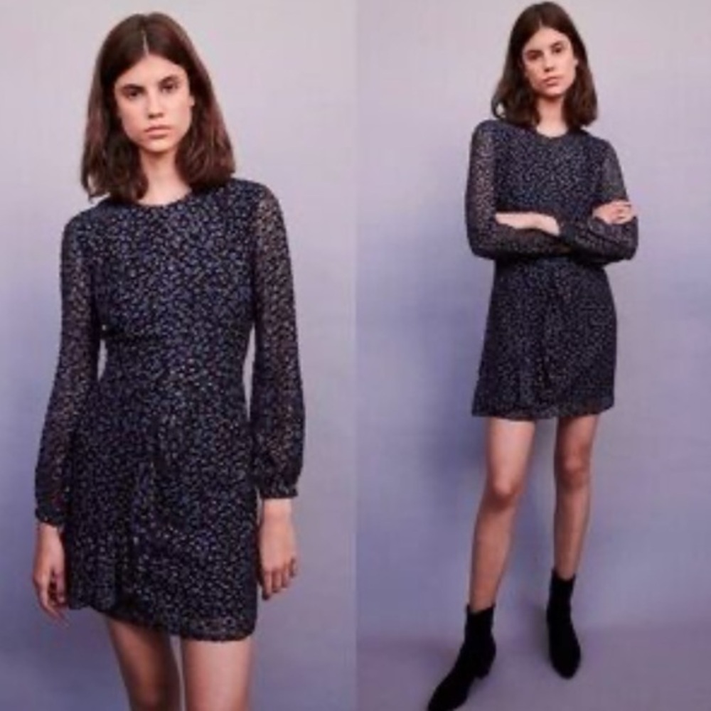 Maje Revano Long Sleeve Printed Dress Size 2